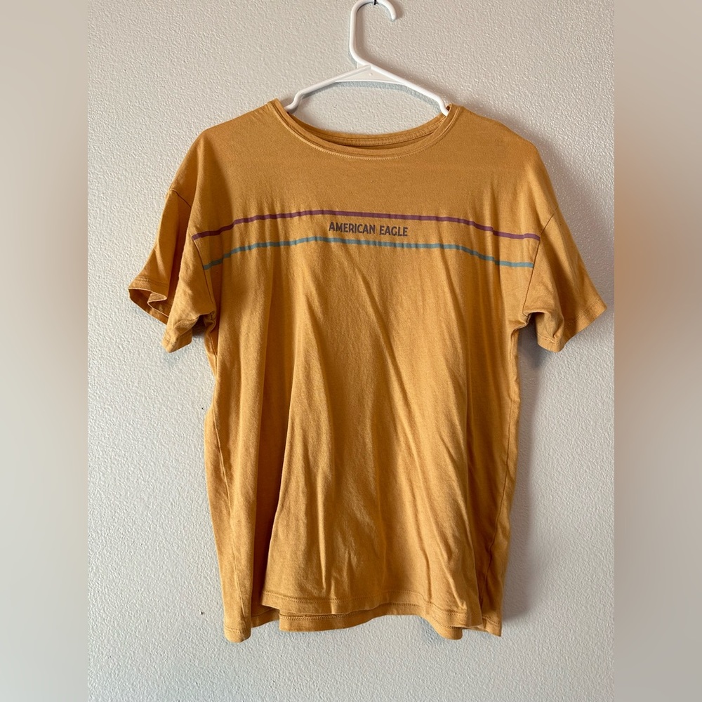 extra small yellow striped American eagle t shirt!